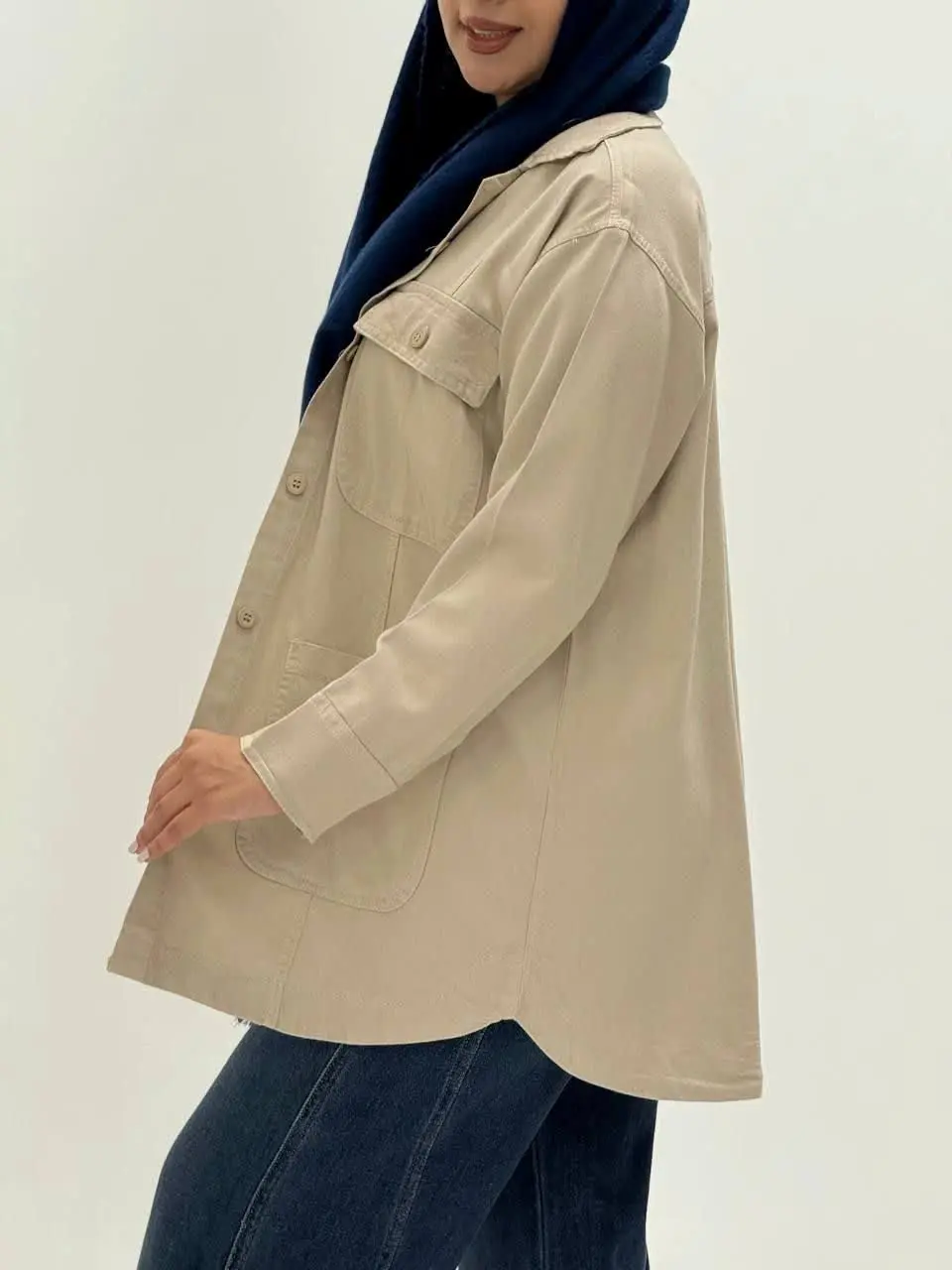 3696-مانتو کتان نیکان ( ایراددار )